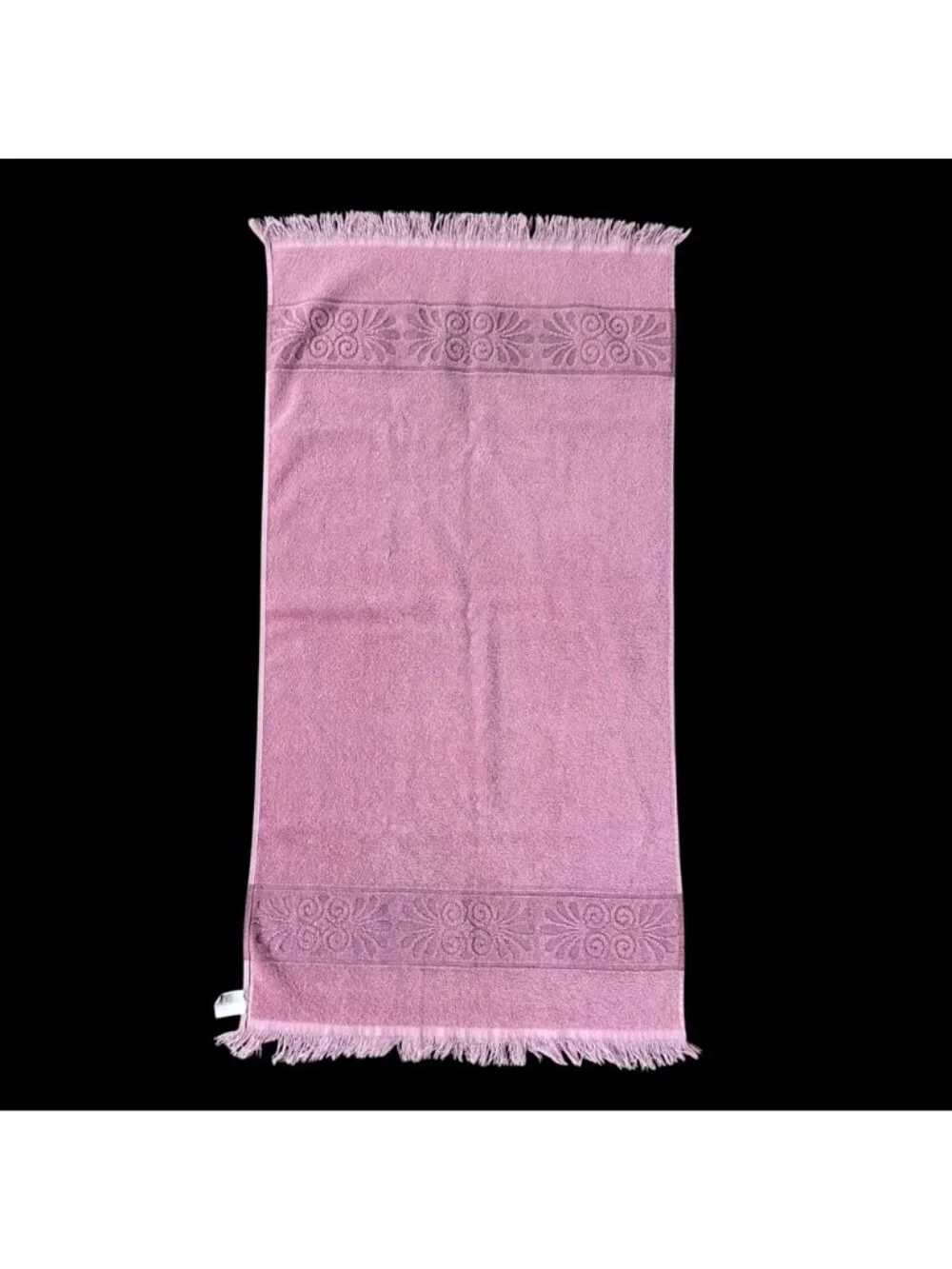 Vintage Bath Towel Cannon Monticello USA Pink Seashells 1980s Sculpted Retro